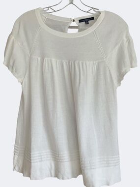 GAP Short Sleeve Lightweight Sweater Knit Babydoll Pintuck Hem Top SZ M (S)